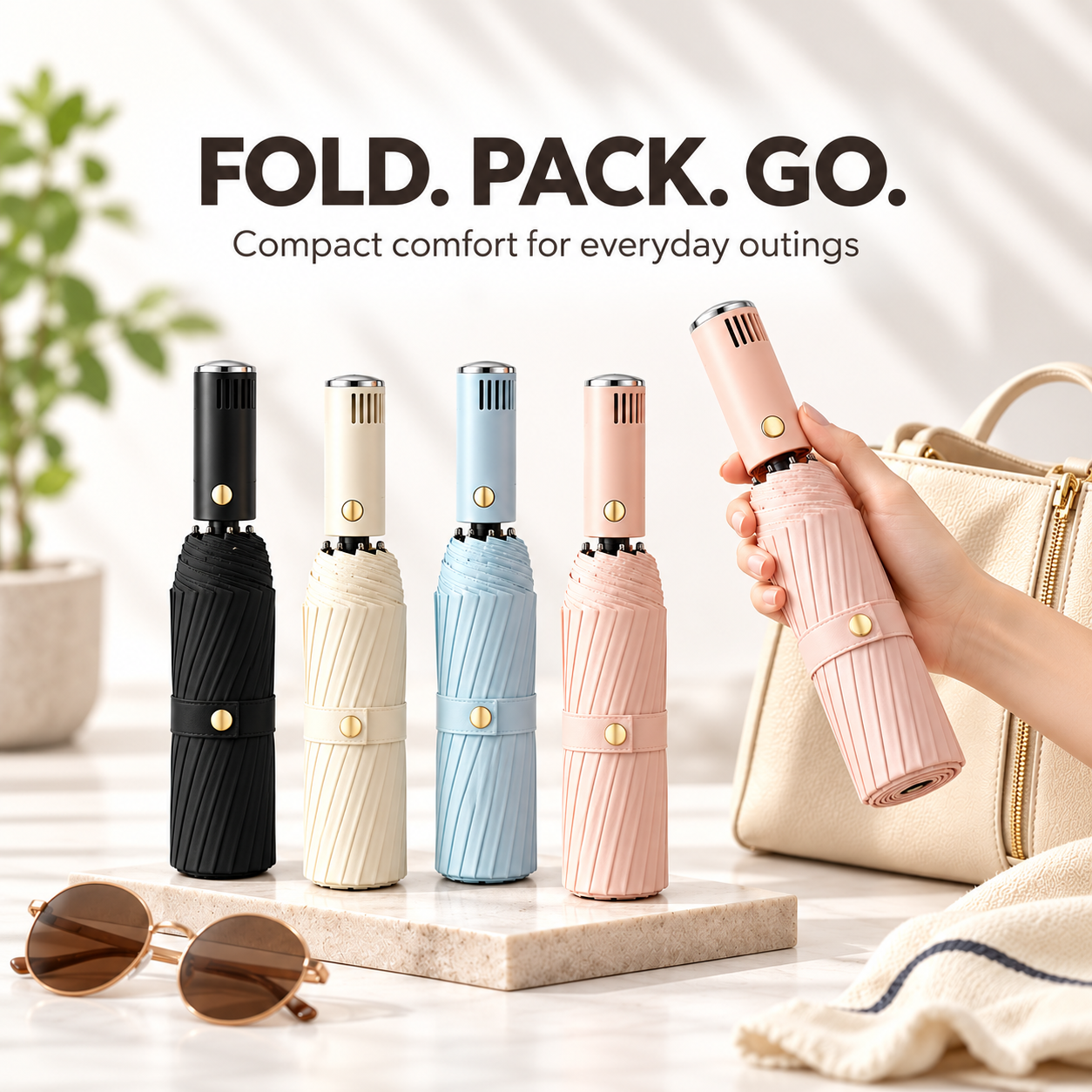 Automatic Folding Umbrella With Fan