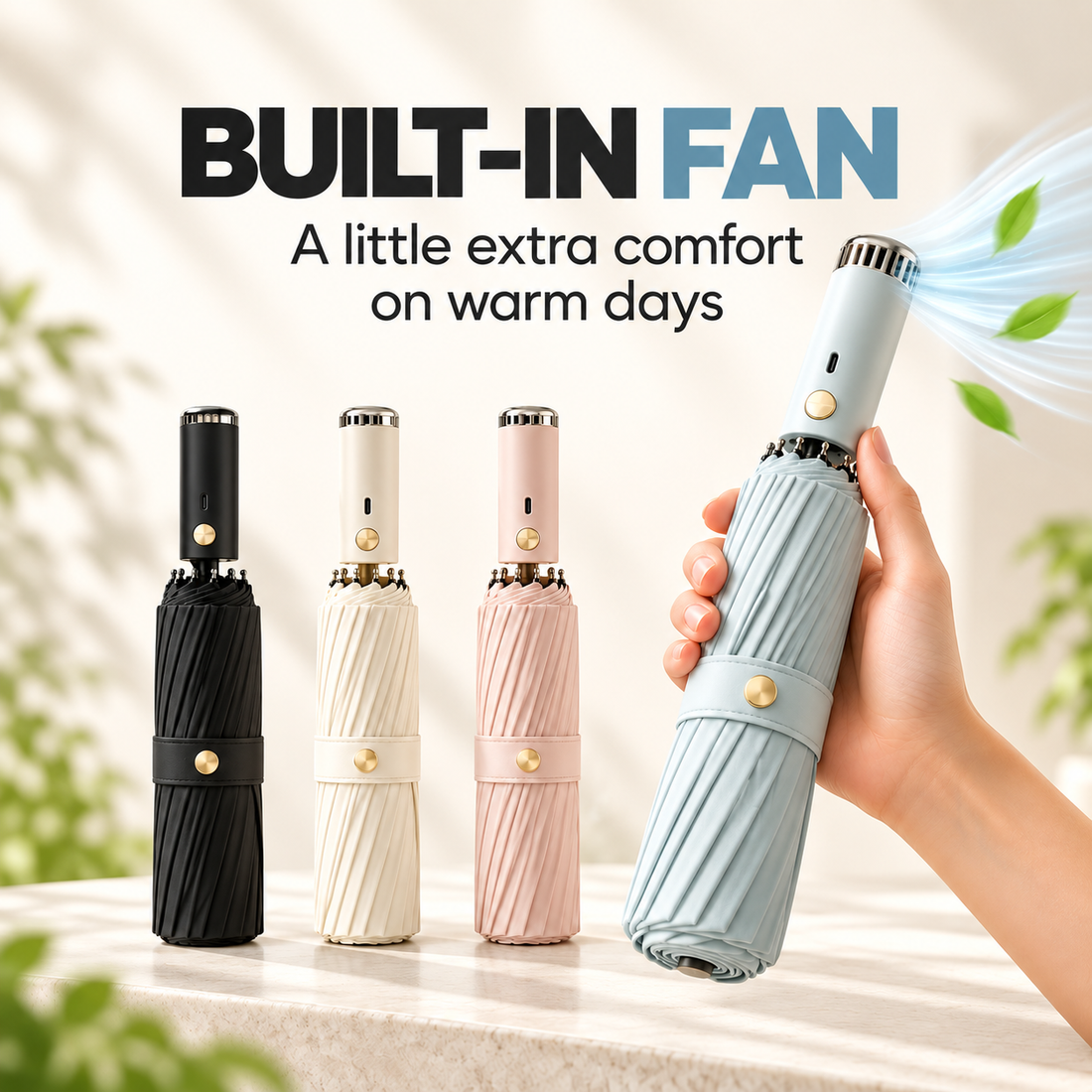 Automatic Folding Umbrella With Fan