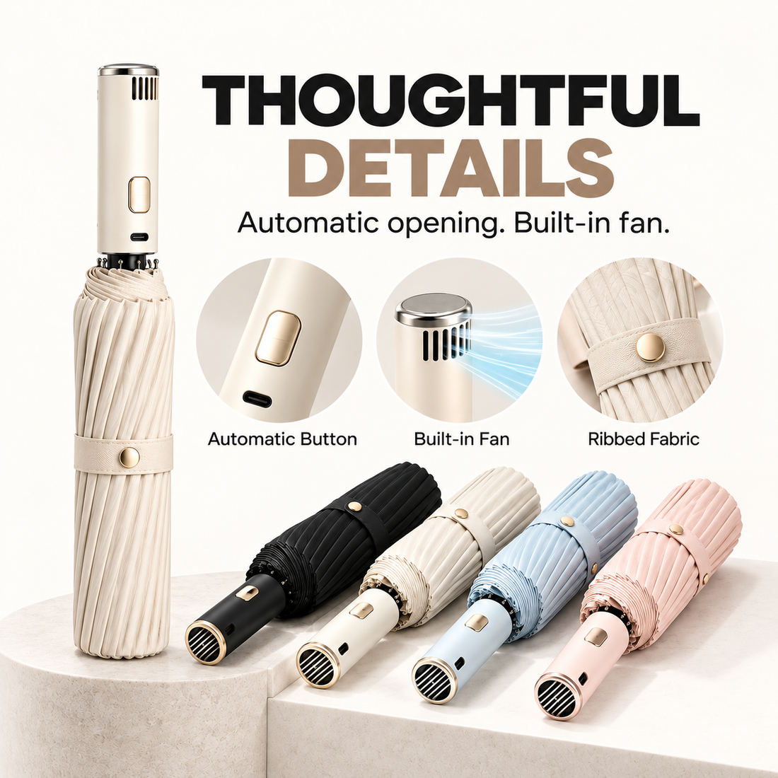 Automatic Folding Umbrella With Fan